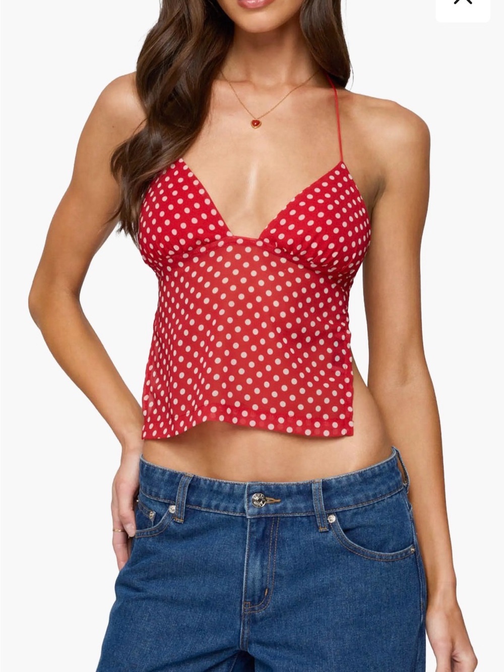Edikted Red Polka Dot Backless Halter Top,Brand New